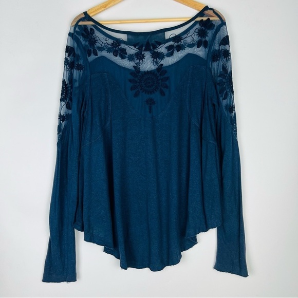 Free People New Romantics Long Sleeve Lace Top - Picture 1 of 5